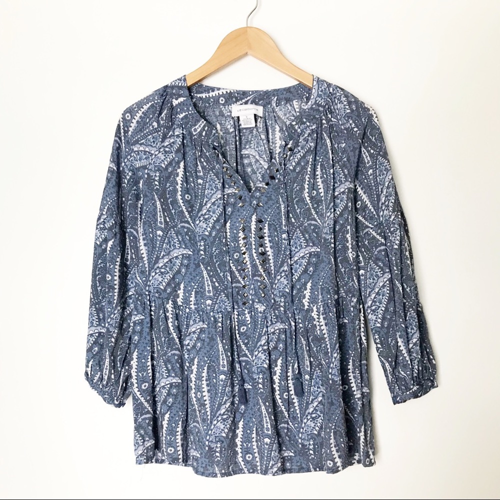 Liz Claiborne Long Sleeve Boho Studded Top - S